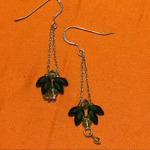 Green bead earrings